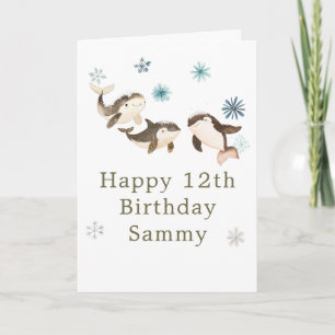 Cute Winter Arctic Whale Birthday Party Card