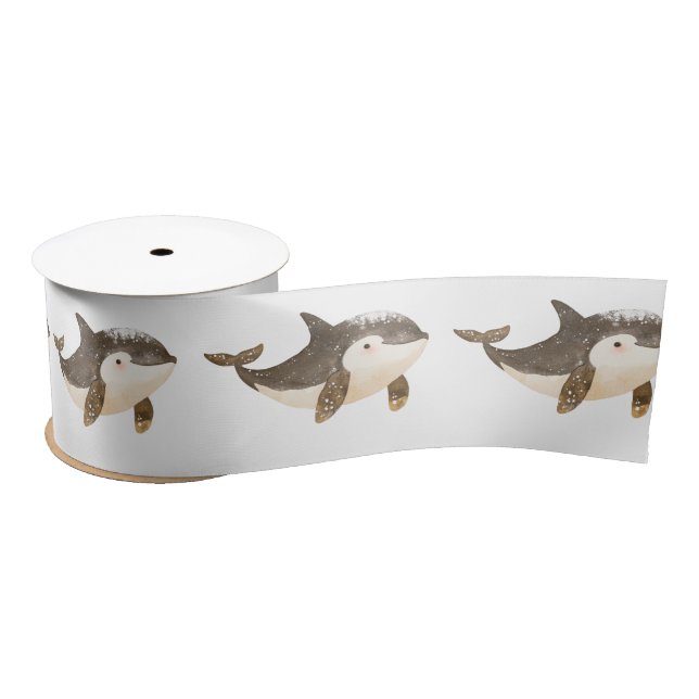Cute Winter Arctic Whale Satin Ribbon (Spool)