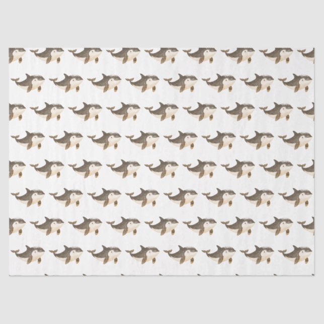 Cute Winter Arctic Whale Tissue Paper (Front)