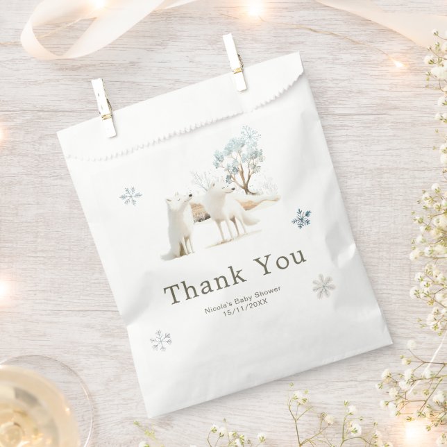 Cute Winter Arctic Wolf Baby Shower Favour Bag (Clipped)