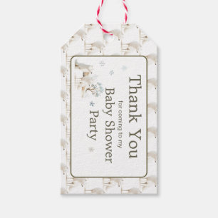 Cute Winter Arctic Wolf Baby Shower Gift Tags