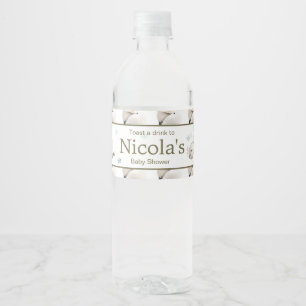 Cute Winter Arctic Wolf Baby Shower Water Bottle Label