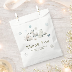 Cute Winter Arctic Wolf Birthday Party Favour Bag