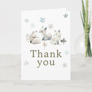 Cute Winter Arctic Wolf Birthday Party Thank You Card