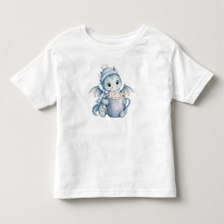 Cute Winter Baby Dragon with Hot Cocoa Toddler T-shirt