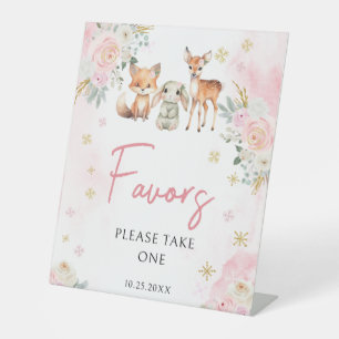 Cute winter baby girl shower favours Pedestal Sign