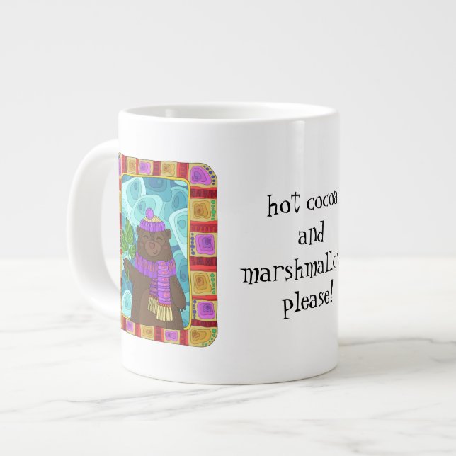 Cute Winter Beart!  Add your own text! Large Coffee Mug (Front Left)