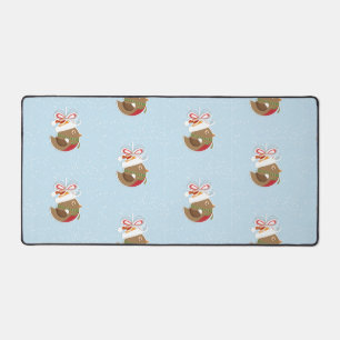 Cute Winter Bird Holiday Design Christmas  Desk Mat