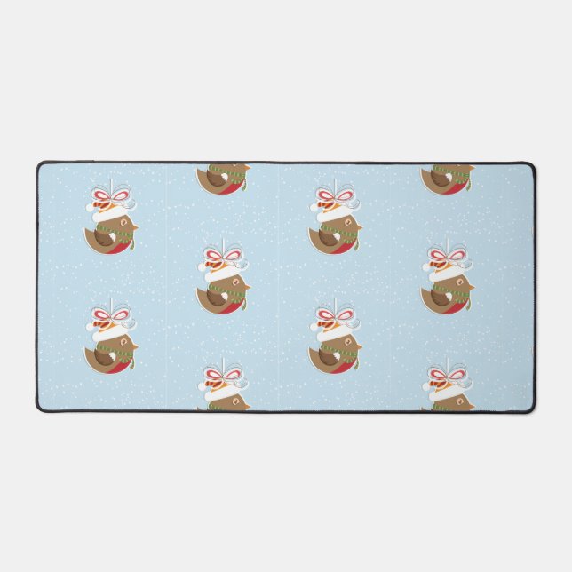 Cute Winter Bird Holiday Design Christmas  Desk Mat (Front)
