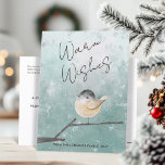 Cute Winter Bird Watercolor Warm Wishes Holiday Postcard<br><div class="desc">Delight your loved ones with this adorable personalized digital watercolor postcard! Featuring an original illustration of a tiny, round bird perched on a wintery branch, this design captures the cozy charm of the season. The text "Warm Wishes" adds a heartfelt touch, and you can easily personalize the front and back...</div>
