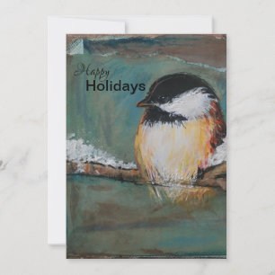 Cute Winter Black Capped Chickadee Holiday Card