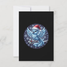 Cute Winter Blue Bird Christmas Santa Hat Ornament