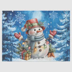 Cute Winter Blue Christmas Snowman  Tissue Paper