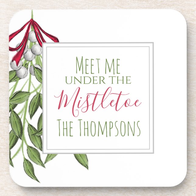 Cute Winter Botanical Christmas Greens Coaster (Front)