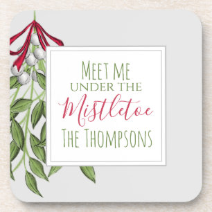 Cute Winter Botanical Christmas Greens Coaster