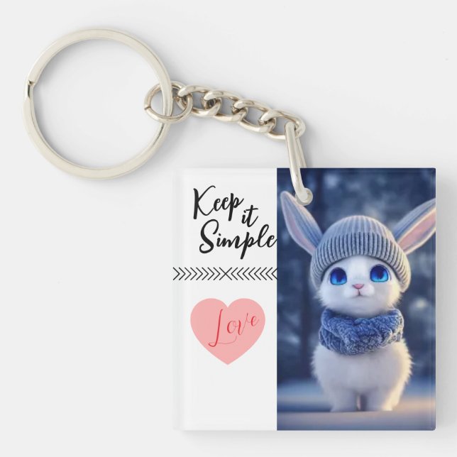 Cute Winter Bunny Keychain (Front)