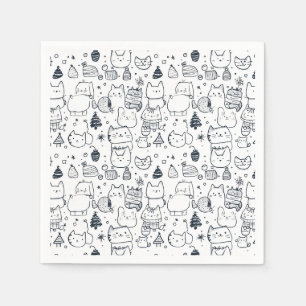Cute Winter Christmas Doodle Pattern (1) Napkin