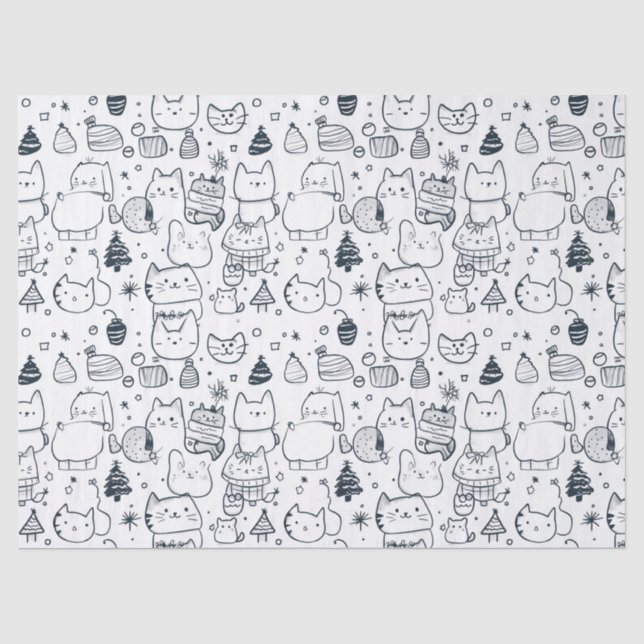 Cute Winter Christmas Doodle Pattern (1) Tissue Paper (Front)