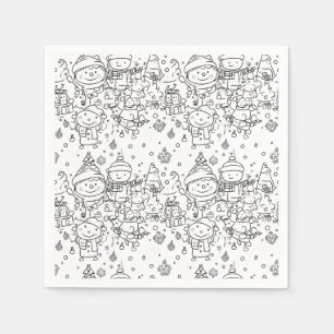 Cute Winter Christmas Doodle Pattern (2) Napkin