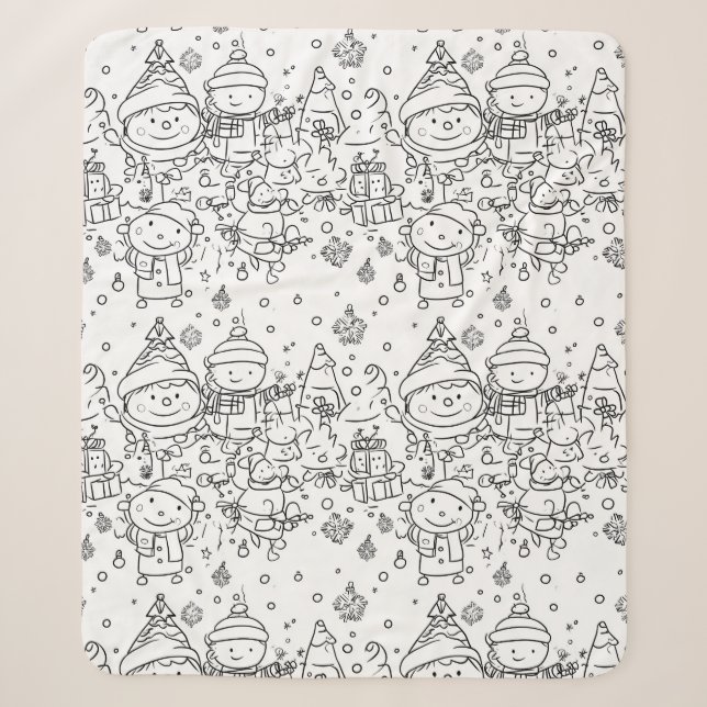 Cute Winter Christmas Doodle Pattern (2) Sherpa Blanket (Front)