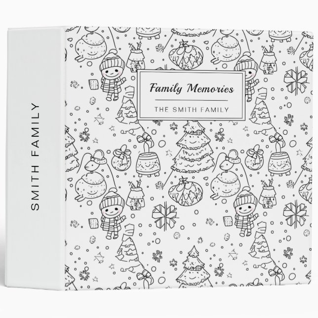 Cute Winter Christmas Doodle Pattern (3) Binder (Front/Spine)