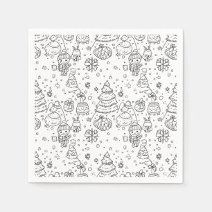 Cute Winter Christmas Doodle Pattern (3) Napkin