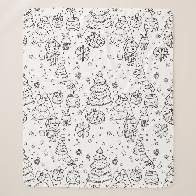 Cute Winter Christmas Doodle Pattern (3) Sherpa Blanket (Front)
