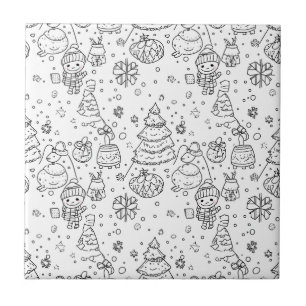 Cute Winter Christmas Doodle Pattern (3) Tile