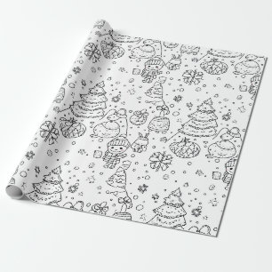 Cute Winter Christmas Doodle Pattern (3) Wrapping Paper