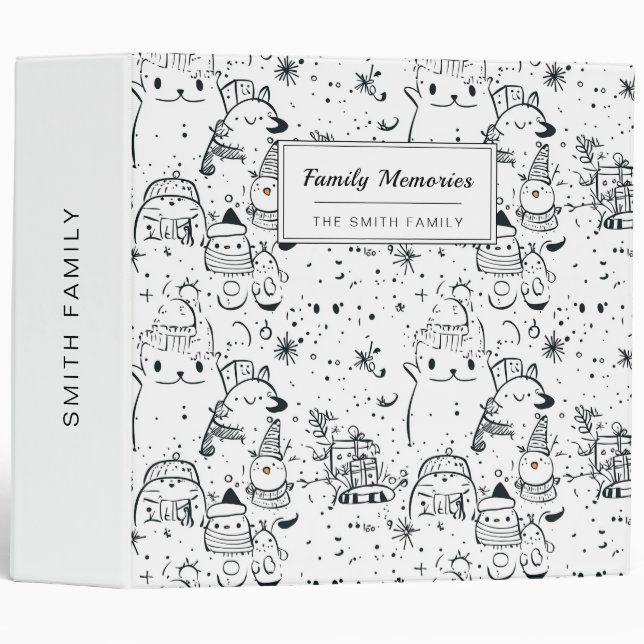 Cute Winter Christmas Doodle Pattern (4) Binder (Front/Spine)