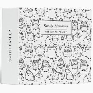 Cute Winter Christmas Doodle Pattern (5) Binder