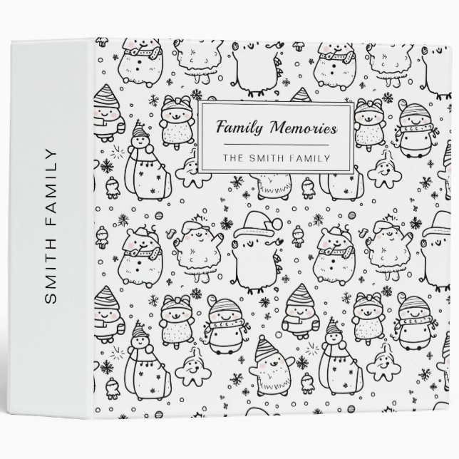 Cute Winter Christmas Doodle Pattern (5) Binder (Front/Spine)