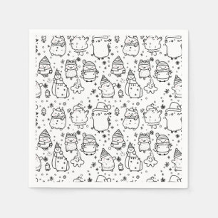 Cute Winter Christmas Doodle Pattern (5) Napkin