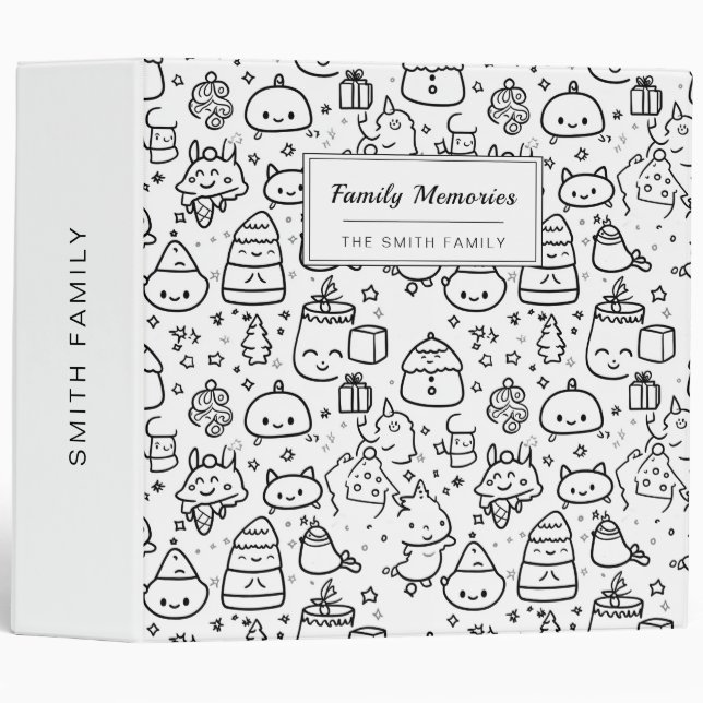 Cute Winter Christmas Doodle Pattern (6) Binder (Front/Spine)