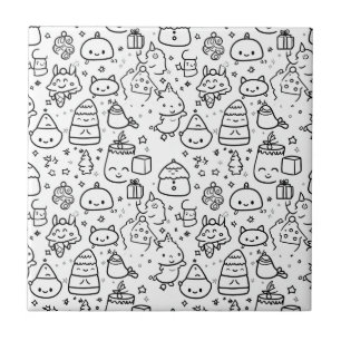 Cute Winter Christmas Doodle Pattern (6) Tile
