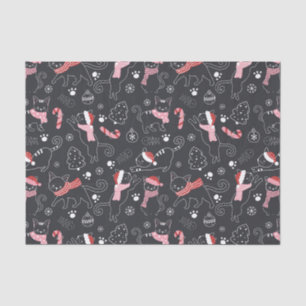 Cute Winter Christmas Kitty Cat Pattern Tissue Paper