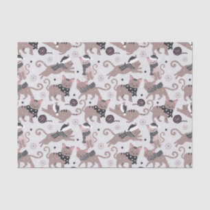 Cute Winter Christmas Kitty Cat Pattern Tissue Paper