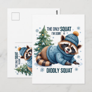 Cute Winter Christmas Raccoon Festive Holiday Postcard