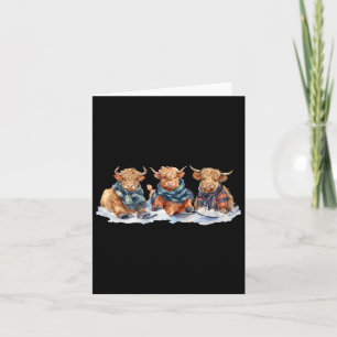 Cute Winter Cows Plaid Scarf Skiing Snowshoe Snow Card