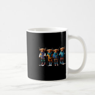 Cute Winter Cows Plaid Scarf Skiing Snowshoe Snow  Coffee Mug