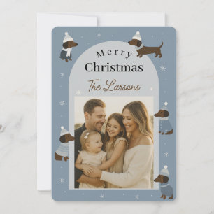 Cute Winter Dachshund Christmas Photo Card