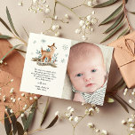 Cute Winter Deer Baby Shower Thank You Card<br><div class="desc">Thank guests who attended your baby shower with this cute customizable baby shower thank you card. It features watercolor illustrations of a baby deer with winter botanical accents. Personalize this woodland thank you card by adding your own personal message.</div>