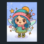 Cute Winter Fairy Kawaii Pastel Fantasy Art Poster<br><div class="desc">An adorable winter fairy with pastel blue hair, sparkling wings, and cozy winter accessories in a whimsical kawaii style. This cute fantasy character is perfect for fairycore lovers, magical girl fans, pastel aesthetic collectors, and anyone who loves dreamy magical artwork. A sweet design for fans of cute whimsical fantasy art....</div>