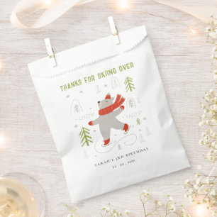 Cute Winter Forest Bear Ski Any Age Kids Favour Bag