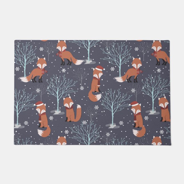 Cute Winter Fox Doormat (Front)