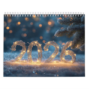 cute winter fox new year 2026 calendar