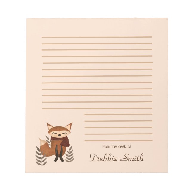 Cute Winter Fox Notepad (Front)