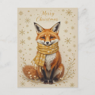 Cute Winter Fox Scarf Christmas Postcard