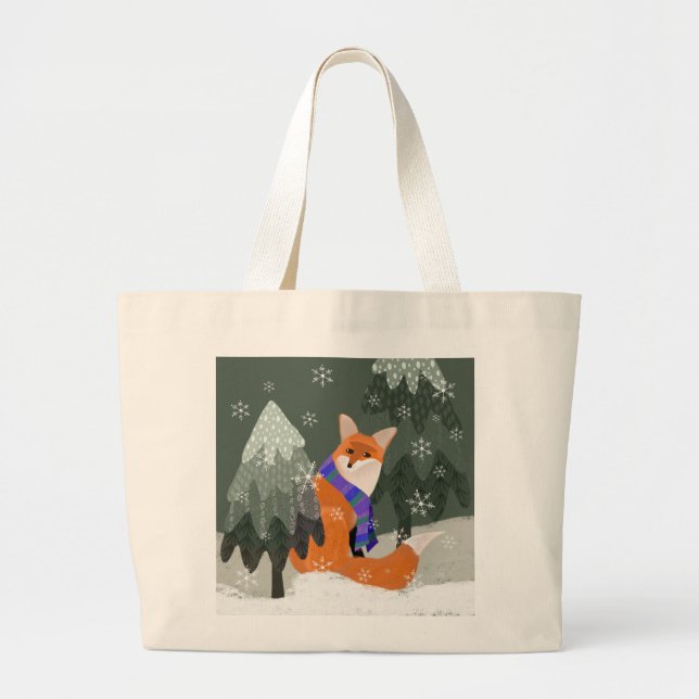 Cute Winter Fox Tote Bag (Front)