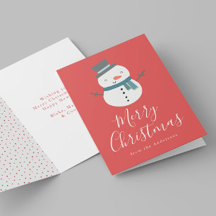 Cute Winter Friends Snowman Non-Photo Holiday Card